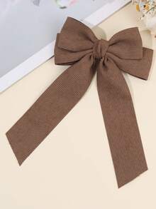 1 pieza Pinza de pelo elegante con doble lazo de pana para mujer, accesorio de pelo minimalista de unicolor para adolescentes - Marrón - Ver 7