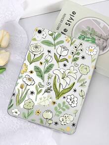 TPU Soft Case With Green Floral Pattern, Vibrant Flower And Grass Painting Design, Compatible With Mini 1/2/3/Mini 4/Mini 5/Mini 6/Mini 7/Air/Air 2/9.7/10.2/10.5/Air 4/Air 5/10.9/Pro 11-Inch/10th Gen/Air 11-Inch (M3) 2025/Pad (A16) 11 Inch 11th Generation 2025, A7/A8, Lightweight Ultra-Thin Soft Shell, Fresh/Personalized/Creative/Niche, TPU Tablet Protective Single Shell, Transparent Tablet Case, No Pen Slot - Multicolor - View 3