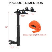 Hitch Mount Bike Rack, Bike Hitch Rack For Cars, Trucks, SUVs With 2" Receiver & Anti-Rattle Straps, Foldable Bicycle Carrier, Easy To Assembly, 70Lbs Capacity, Black - For 2 Bikes - View 2