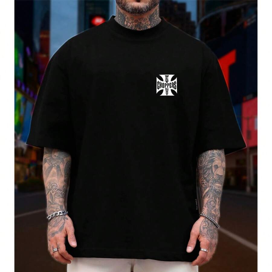 Camiseta Streetwear Oversized West Coast Choppers 100% Algodão Penteado Unissex - Preto - Visão 1