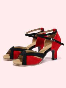1 Pasang Sepatu Dansa Nylon Warna Kontras Merah & Hitam yang Modis, Cocok untuk Aktivitas Luar Ruangan, Gym, Pesta, Pernikahan, dan Semua Musim - MultiWarna - View 3
