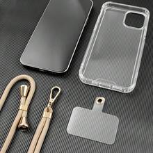 通用手机挂绳，配有可调节斜挎可拆卸尼龙颈带贴片和透明垫，适用于大多数智能手机 - 杏色 - 查看 4