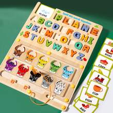 5-In-1 Magnetic Spelling Word Drawing Board, Colorful Numeric Maze, Activity Counter, Color Sorting, Fine Motor Skills Learning Toy With White Drawing Board, English Cognition Cards, Suitable For Boys And Girls Birthday Gift - Multicolor - View 7