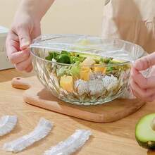 100-Piece Disposable Plastic Food Wrap Covers - Stretchable Cling Film For Bowls, Leftovers, Fruits & Vegetables - Leak-Proof, Odor-Resistant & Durable - Household Kitchen Storage Solutions - White - View 2