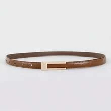 1pc Women's PU Leather Skinny Waist Belt With Buckle - Multicolor - View 2