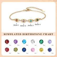 1pc Customized Birthstone Bracelet, Leaf Shaped Birthstone Bracelet, Wedding Bracelet, Birthday Gift, Bridesmaid Gift, Mother's Gift - Multicolor - View 5