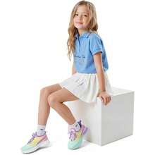 Girls Lace-Up Running Sneakers – Lightweight Tennis Shoes For Kids, Comfortable Breathable Walking Shoes, Zapatos Elegantes De Mujer - Gradient Purple - View 3
