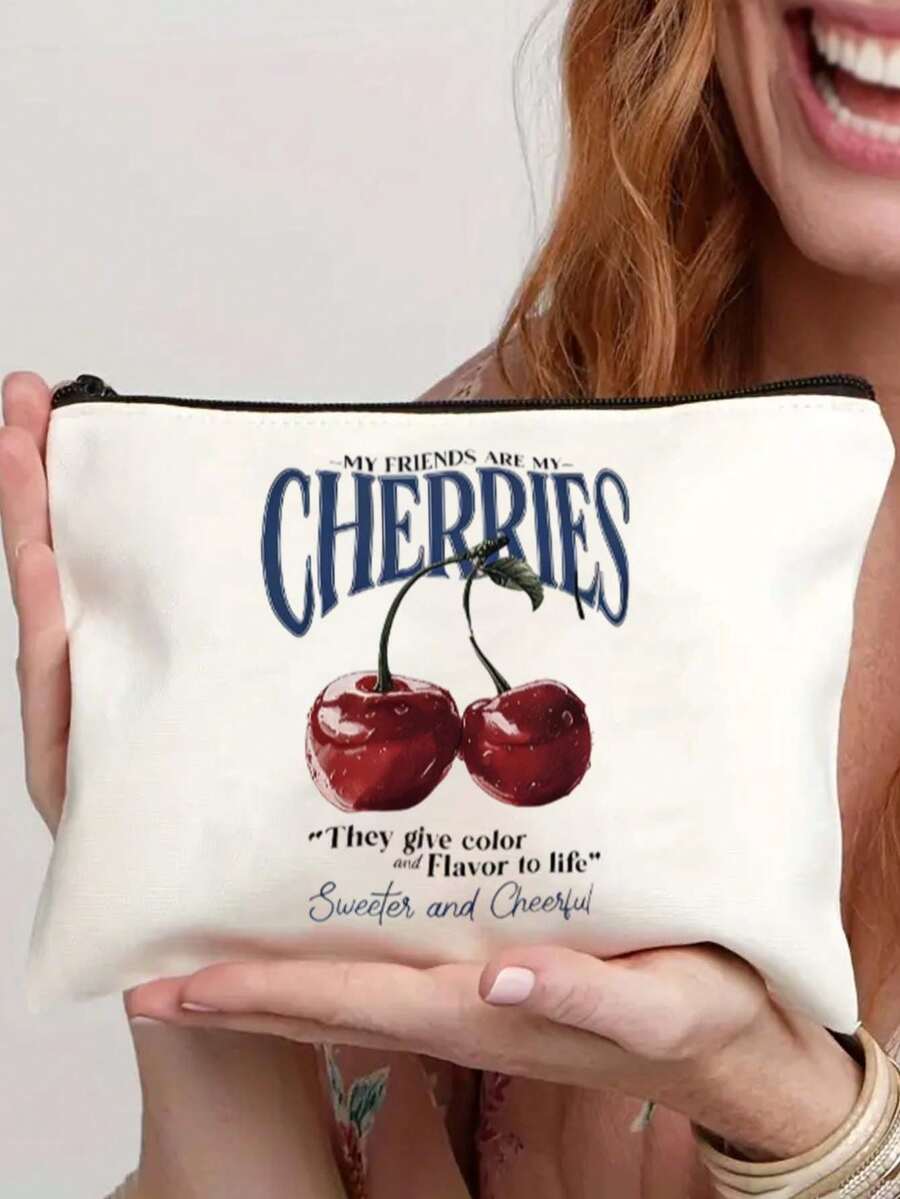 2D樱桃卡通印花,时尚礼品,便捷拉链封口,送给爱人的最佳礼物,送给姐妹的礼物,便携式化妆包,学生铅笔盒,化妆品礼品袋,拉链袋,笔袋旅行包,零食袋,洗漱包收纳袋 - 多功能包 - 送给女性的理想礼物 - 送给闺蜜的最佳礼物 化妆包 化妆品收纳袋 洗漱包 旅行洗漱包 - 彩色 - 查看 1