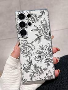 1pc Thick Transparent Floral Painted Anti-Drop Phone Case, Compatible With Samsung Galaxy S26/S26PLUS/S26 Ultra, S25/S25PLUS/S25 Ultra, A17/A07/A16/A36/A26/A56/A50/A12/A32/A52/A72/A51/A21S/A13/A14, S24/S24PLUS/S24Ultra, S22/A52/A53/A54/A55, 11/12Pro/12/12X/13Pro/14Pro/15Pro, Redmi 10/9/Note9/12c/Note11pro/Note8Pro - Multicolor - View 1