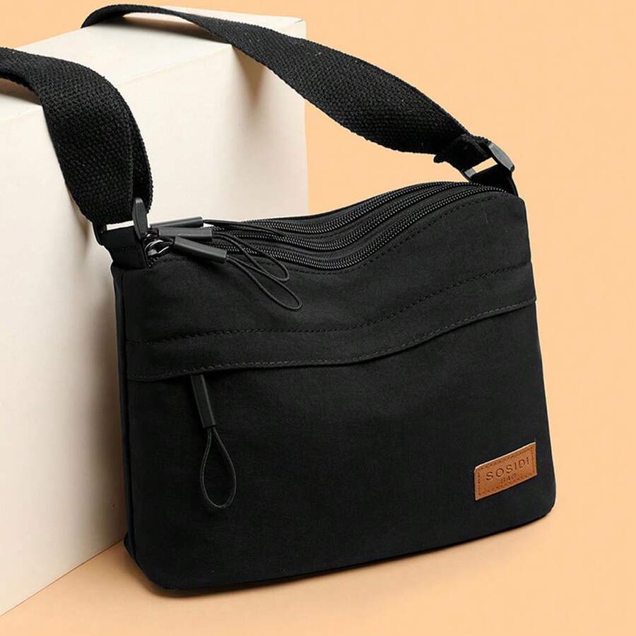 Borse in tela da donna con più scomparti: piccola borsa a tracolla, borsa casual, borsa a mano, borsa a tracolla, borsa per laptop - Borsa a tracolla multifunzionale - nera - Visualizzare 1