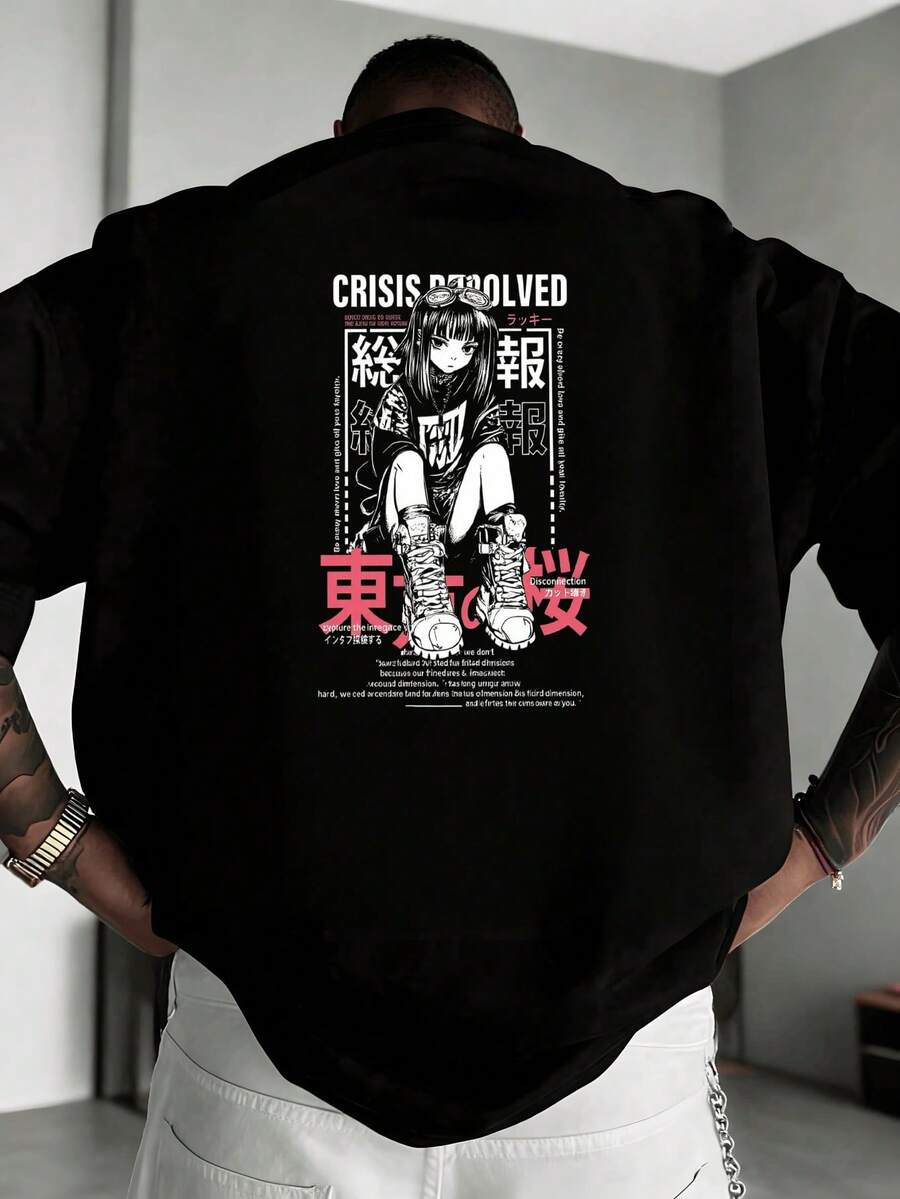 Camiseta Hombre, Playeras Anime, Diseño Cyberpunk Japonés, Look Geek para Conventos, Amantes del Anime, Moda Otaku, Ropa Pop Culture, Estampado Moderno, Vuelta al Cole,playera de hombre,ropa de hombre,playeras,parejas,envio nacional,regalo para hombre,oversize hombre. - Negro - Ver 1