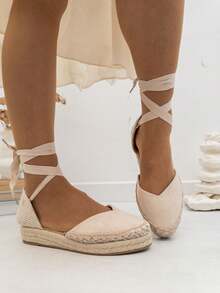 VIKIVIKI SHOES Women's Flat Espadrilles With Ankle Laces, Elegant Y2K Style Summer Sandal, Non-Slip Jute Sole, Breathable And Comfortable Design, Ideal For Holidays, Beach, Daily Walks And Casual Chic Summer Outfits - 米色 - 查看 5