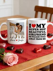 1Pc Custom Photo Name Mug – Personalized 2-Sided Couple Design, Funny Romantic Quote Style, Custom Mug, Valentine's Day Gift, Perfect For Boyfriend,Girlfriend, Husband,Wife, Anniversary, Birthday, Coffee & Tea Time, Daily Use, Special Occasions - Multicolor - View 5