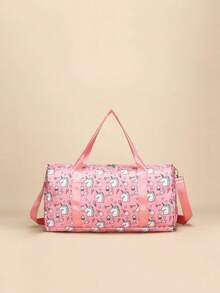 卡通恐龙休闲旅行包，大容量瑜伽游泳健身包，带干湿分离隔层，运动手提包 - 粉色 - 查看 2