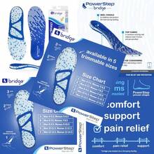 Plantillas PowerStep Bridge de Arco Flexibles, Insertos de Espuma Viscoelástica, Alivio Cómodo del Dolor de Fascitis Plantar, Soporte de Arco Adaptable, Neutro - Hombres 8-9.5 / Mujeres 9-10.5 - Ver 3