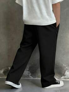 1pc Young BoyFashionable Multi-Pocket Design Outdoor Casual Versatile Straight Leg Cargo Pants - Black - View 2