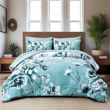 7 Pieces Purple Floral Comforter Sets Full Queen King Bed In A Bag,Elegant Flower Comforter With Sheet Set, Soft Microfiber Bedding Set For Wedding Items,Valentines Day Home Bed Room Decor,Easter Gifts,All Season - 阿誇 - 查看 8