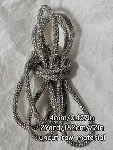 Approx. 4mm Rhinestone Trim Crystal Ribbon, For DIY Hairbands, Clothing Bows, Bracelets, Necklaces; Decorative Supply For Shoelaces & Bag Straps - Diamond Model - View 16