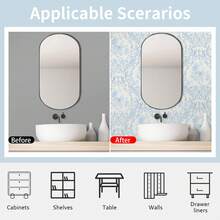 1 Cuộn Giấy Dán Tường Phong Cách Rococo Cổ Điển, Giấy Dán Tường Tự Dính Màu Xanh Dương Và Trắng, Giấy Dán Tường Họa Tiết Hoa Văn Damask, Kích Thước 17.32*393.70 Inch, Giấy Dán Tường Trang Trí Chống Thấm Nước, Giấy Dán Tường Trang Trí Nhà Kiểu Châu Âu Cổ Điển, Giấy Dán Tường Nhà Bếp Chống Thấm Nước, Dễ Lắp Đặt, Thích Hợp Cho Phòng Ngủ, Phòng Khách, Lối Vào, Tấm Trang Trí Phông Nền TV, Phòng Giặt, Phòng Ăn, Phòng Tắm, Trang Trí Phòng Nghệ Thuật Thanh Lịch - 1PC - Xem 7