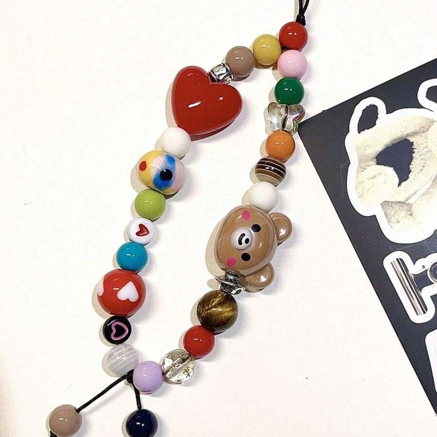 Mặt dây chuyền điện thoại kiểu Hàn Quốc dễ thương, 1 chiếc, có móc khóa xinh xắn, tương thích với iPhone, phụ kiện đa năng, dây treo điện thoại dễ thương cho bé gái, trang sức quà tặng mùa xuân. - Nhiều màu - Xem 1