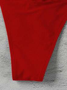 Polovedo Official New Arrival Spring/Summer Casual Elegant Sexy Solid Red Lace-Up Women Bikini Swimsuit, Beach Holiday Party Date Vacation - Red - View 4