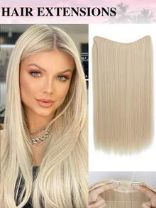 Extensiones de cabello de alambre de acero invisible, aro de cabello transparente, tamaño ajustable, clips de desmontables, cabello sintético liso, peluca invisible para mujeres - Multicolor - Ver 16