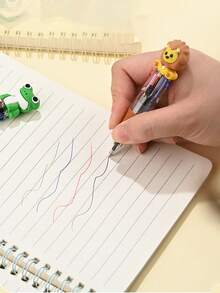 10pcs/Set Mini Transparent 4-Color Animal Pattern Ballpoint Pens, Suitable For Baby Shower Party, Birthday Gift, School & Office Supplies, Kids Favorite Solid 4-Color Animal Shaped Pens For Diary, Notebook, School, Classroom, Office Or Home Use, Back To School Gift - Multicolor - View 5