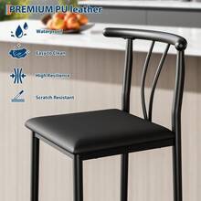 Taburetes de barra Conjunto de 2, 25 pulgadas Taburetes de altura del contador con espalda para la isla de la cocina, PU cuero falso piernas de metal tapiceado Taburete sin brazos - Negro 2 piezas - Ver 4