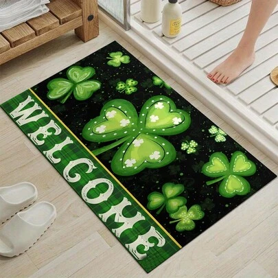 1pc Indoor/Outdoor Entrance Mat, Quick Dry Kitchen/Bathroom Floor Mat, Silica Gel Carpet With Clover Pattern, Anti-Slip & Dirt-Resistant