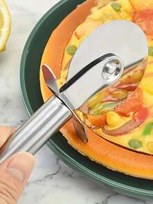 1pc 7.68 Inch/19.5cm Stainless Steel Pizza Cutter Wheel, Suitable For Cutting Pizza, Cake, Waffle - Multicolor - View 9