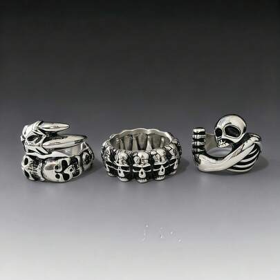 1pc Punk Street Style Skull Dragon Head Vintage Red Eye Hip Hop Niche Suitable For Halloween, Music Festival, Party, Street Goth Stainless Steel Waterproof Fade-Resistant Hypoallergenic Durable Men's Ring