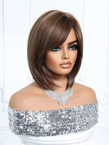 Wig Bob Cokelat Tua Elegan 10 Inci dengan Poni, Cocok untuk Wanita, Tahan Panas, Multifungsi untuk Berbagai Acara, Berkualitas Tinggi, Cocok untuk Pemula, Multifungsi, Penting untuk Liburan Kecantikan, Nyaman dipakai, Cocok untuk Festival Musik, Pemakaian Sehari-hari, Pernikahan, Halloween, Natal, Hari Ibu dan Upacara Wisuda, Hadiah Ramadhan - Coklat - View 5
