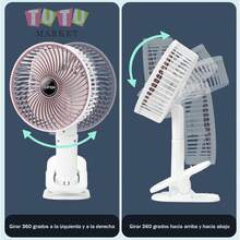 Abanico de mano multifuncional pequeño , plegable con con clip mesa , de silencioso , súper grande viento energía , recargable casa escritorio , súper largo batería vida - Blanco - Ver 6