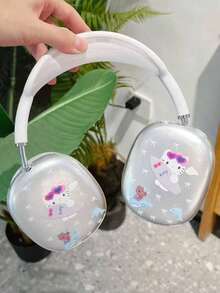 Sanrio 1 PC Minimalist Transparent TPU Bluetooth Earpad Protective Case, Compatible With Airpodsmax/Airpodsmax2 Over-Ear Headphones, Cute Surfing Hello Kitty Design - Clear - View 3