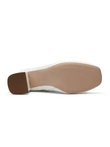 Women's Gogo Boots Square Toe Chunky Fashionable  Casual Simple Knee High Boots - 白色 - 查看 7