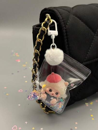 1pc Flocked Scented Sheep DIY Craft Accessory Keychain, Handmade Pendant, Car Decor, Sweet Bag Charm, Comes With Scented Sheep, Iridescent Glass Beads, Liquid Glitter, Sequins In Transparent Resealable Bag, Suitable For Party Favors, Family Gatherings, Teacher Rewards, Student Gifts, Birthday Decorations, Graduation Gifts