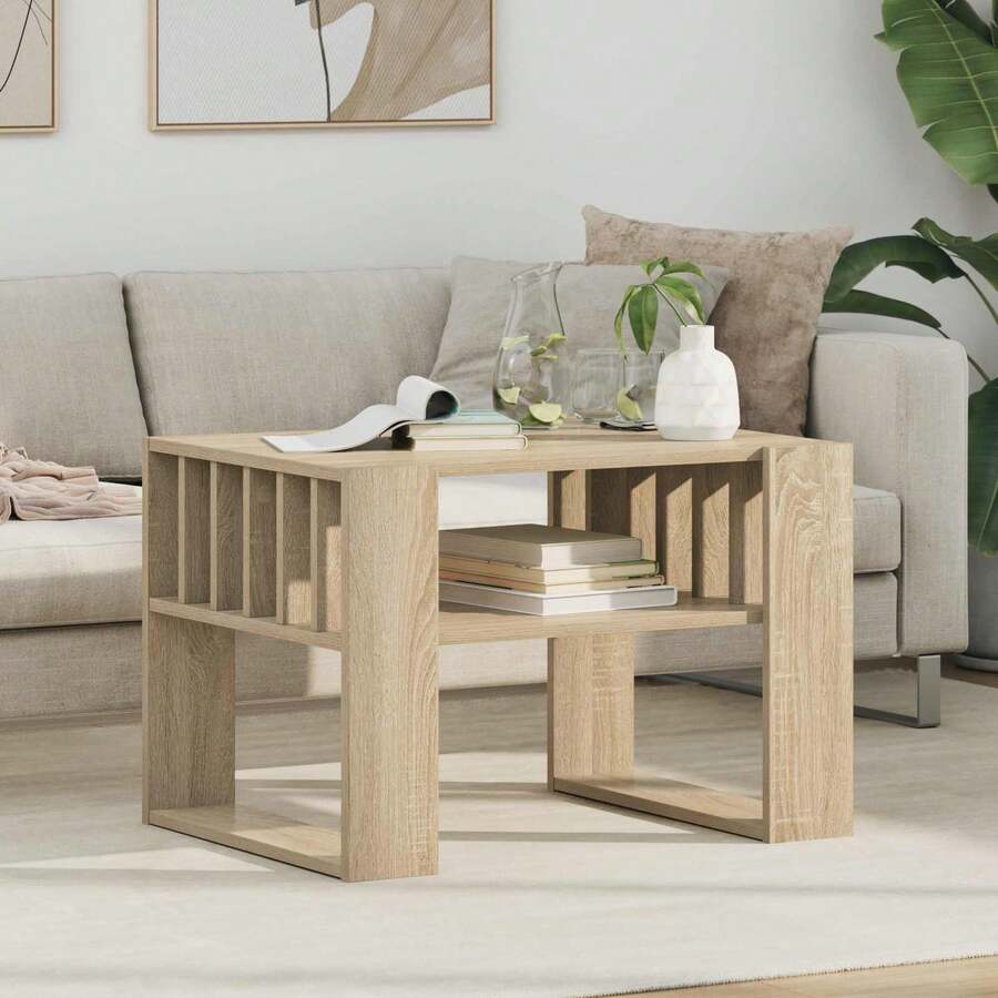 vidaXL Couchtisch Sonoma-Eiche 66 X 49,5 X 45 Cm Holzwerkstoff - Gelb - Übersicht 1