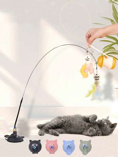 6pcs/Set Funny Cat Teaser Toys - Interactive Cartoon Design, Non-Electric, Attract Cats To Play, Promote Exercise And Intelligence.