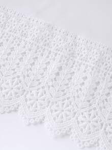 Women Patchwork Lace Cami Dress Fitted Square Neck Spaghetti Strap Mini Dresses For Daily Party Club - White - View 5