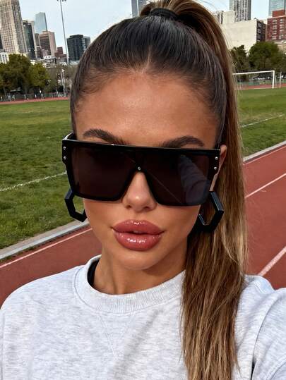 1 Pair Unisex Shield Frame Glasses, Suitable For Summer Beach, Outdoor Activities, Travel, Street Photography