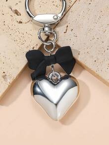 1pc Y2K Style Heart & Bow Keychain, Cute & Chic Gift For Friends, Keyring Pendant - Multicolor - View 2