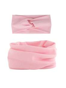 2件装轻薄单层儿童颈套+头带套装，柔软套头式保暖颈套，适合儿童和成人，可用作骑行面罩，春夏款 - 彩色 - 查看 9