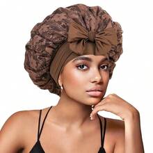 New Lace Satin Ribbon Hollow Out Double Layer Sleep Cap, Women Bonnet Hair Care Hat - Multicolor - View 11