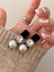 1pc/2pcs Retro French Fashion Faux Pearl Hair Clips, Bangs Clips, Elegant Rhinestone Crocodile Hair Clips, Women Hair Accessories, Party Gift, Hair Clips, Hair Pins, School Supplies. Valentine's Day Gift. - Multicolor - View 9