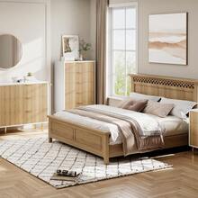 Cómoda para dormitorio, cajonera moderna con 6 cajones grandes y tiradores dorados, armario organizador de madera para sala, pasillo, entrada - Blanco - Ver 2