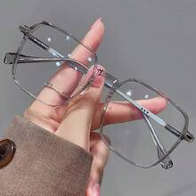 Women's Fashion  Glasses - Anti-Fatigue, Suitable For Computer, TV, Gaming, And Phone Use, Transparent Lenses With Fashionable Square Frame - xám - Xem 8