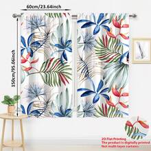 2 szt. Tropikalne rośliny, drukowane w 2D, półciemne, dekoracyjne zasłony do salonu i sypialni - Wielokolorowe - Zobacz 13