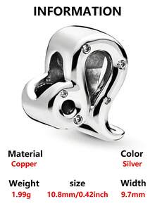 1件时尚简约电镀十二生肖串珠手链/项链，用途广泛，可DIY饰品，生日礼物 - 銀色 - 查看 15