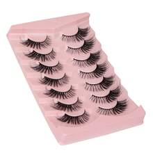 7 Pairs New Cat Eye Lashes Natural Long Lashes Winged End Eye Elongated Eyelashes Foxy Eye Look Faux Mink Eyelashes Makeup Strip Lashes,Lashes,Eyelashes,Fake Lashes - Black - View 2