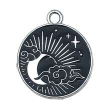 [Night Sky Kit]5/6pcs Matte Enamel Charms - Stars, Crescents & Clouds For DIY Necklaces/Bracelets/Earrings (Black & White) - One Size - View 10